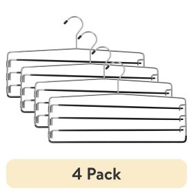 (4 pack) 4-Tier Pant & Skirt Hanger, Heavy Duty Metal, Space Saving