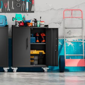 Garage 2-door Tool Cabinet (Color: Black)