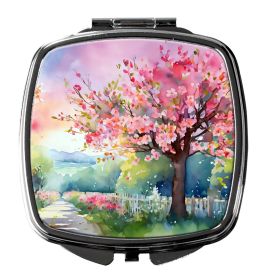 Michigan Apple Blossoms in Watercolor Compact Mirror Decorative Travel Makeup Mirror for Women Girls Gifts Pocket Makeup Mirror Folding Handheld (Default: Default)