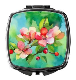 Arkansas Apple Blossom in Watercolor Compact Mirror Decorative Travel Makeup Mirror for Women Girls Gifts Pocket Makeup Mirror Folding Handheld (Default: Default)